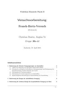 Versuchsvorbereitung: Franck-Hertz