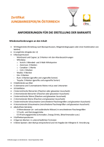 Anforderungen - Barkarte - Jungbarkeeper/in Österreich