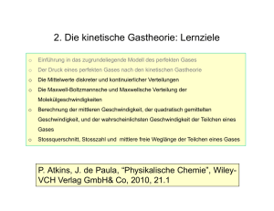 2 Die kinetische Gastheorie: Lernziele 2. Die kinetische Gastheorie