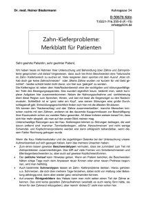 Zahn-Kieferprobleme - Privatpraxis Huhnsgasse 34