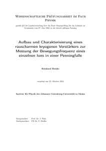 Aufbau und Charakterisierung eines