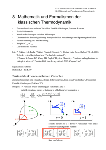 8. Mathematik und Formalismen der klassischen Thermodynamik ( ) ( )