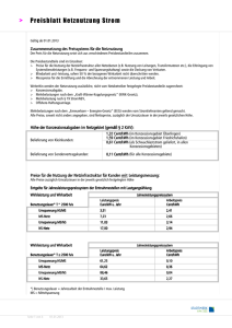 Preisblatt Netznutzung Strom im gesamten Netzgebiet