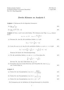 Zweite Klausur zu Analysis I - Mathematik - Heinrich