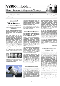 Infoblatt Nr. 41 - Sternwarte Rotgrueb Rümlang