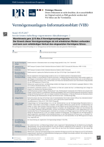 Vermögensanlagen-Informationsblatt (VIB) zu Angebot Nr