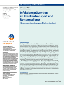 Infektionsprävention im Krankentransport und Rettungsdienst