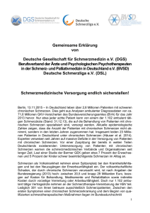 Gemeinsame Erklärung von Deutsche Gesellschaft für Schmerzmedizin