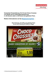 Versteckte Preiserhöhung (12,5 %) bei Choco Crossies von Nestlé