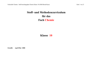 Stoff- und Methodencurriculum für das Fach Chemie Klasse 10