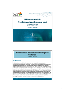 Klimawandel: Risikowahrnehmung und Verhalten