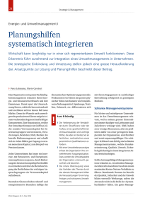 KMU-Magazin | Planungshilfen systematisch integrieren