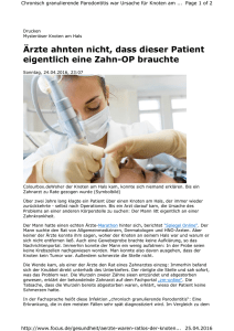 &Auml;rzte ahnten nicht, dass dieser Patient eigentlich eine ZahnOP