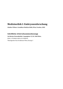 Medizinehtik I: Embryonenforschung