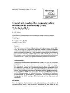 Minerals and calculated low-temperature phase equilibria in the