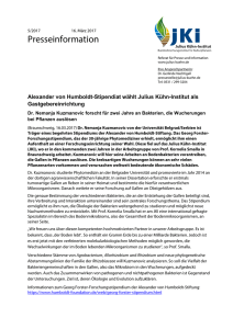 Alexander von Humboldt-Stipendiat wählt Julius Kühn