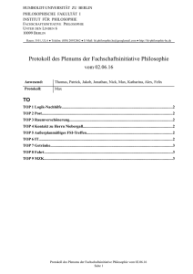Protokoll des Plenums der Fachschaftsinitiative Philosophie