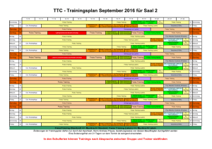 TTC - Trainingsplan September 2016 für Saal 2