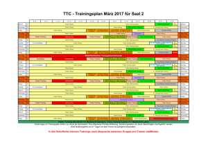 TTC - Trainingsplan März 2017 für Saal 2