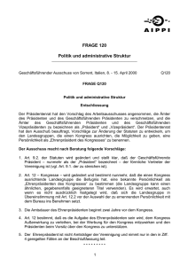 FRAGE 120 Politik und administrative Struktur