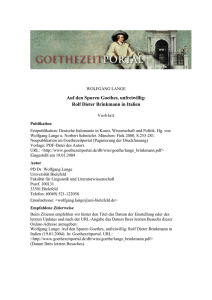 Wolfgang Lange: Auf den Spuren Goethes