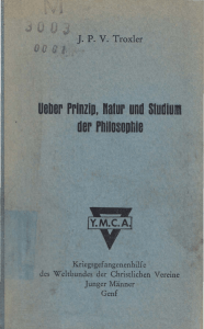 J.P.V. Troxler: Über Prinzip, Natur und Studium der Philosophie