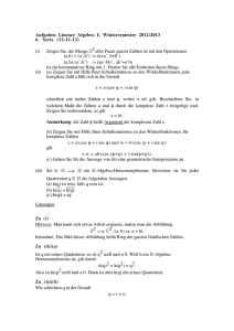 Aufgaben Lineare Algebra I, Wintersemester 2012/2013 6. Serie (12