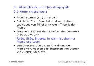 9 . Atomphysik und Quantenphysik 9.0 Atom (historisch)