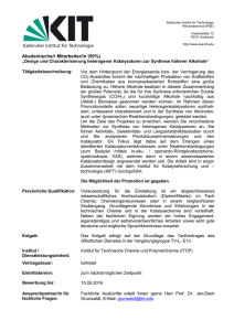 Akademische/r Mitarbeiter/in (50%) - Institut für Technische Chemie
