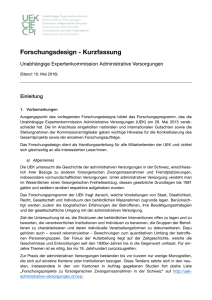 Forschungsdesign - Kurzfassung - UEK Administrative Versorgungen