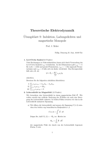 Theoretische Elektrodynamik ¨Ubungsblatt 9: Induktion