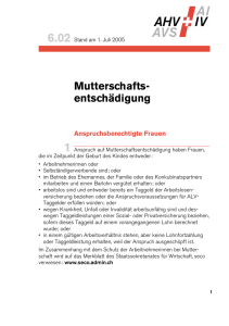 Merkblatt Mutterschaftsentschädigung