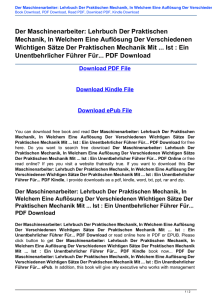 Der Maschinenarbeiter: Lehrbuch Der Praktischen Mechanik, In