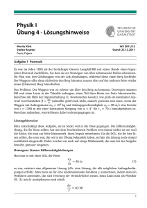 Physik I Übung 4 - Lösungshinweise