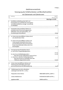 Gebührenverzeichnis Versorgung der