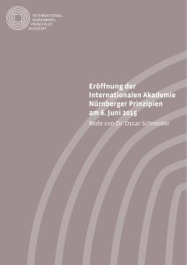 Eröffnung der Internationalen Akademie Nürnberger Prinzipien am 6