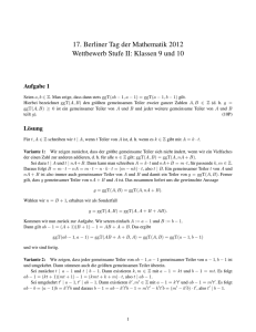 Klassenstufe 9 bis 10 - Tag der Mathematik 2016