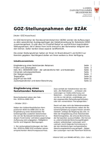 GOZ-Stellungnahmen der BZÄK