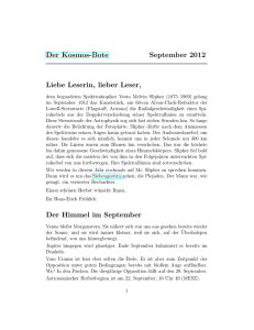 Der Kosmos-Bote September 2012 Liebe Leserin, lieber Leser, Der