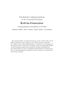 Kelvin-Generator - Physikalisches Anfängerpraktikum