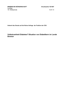 Volkskrankheit Diabetes? Situation von Diabetikern im Lande Bremen