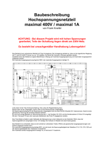 Baubeschreibung Hochspannungsnetzteil maximal 400V / maximal 1A