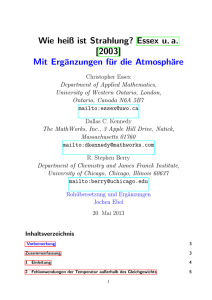 Wie heiß ist Strahlung? Essex u. a. [2003] Mit Ergänzungen für die