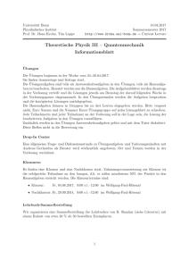 Theoretische Physik III – Quantenmechanik Informationsblatt