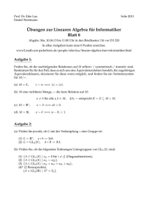 ¨Ubungen zur Linearen Algebra f ¨ur Informatiker Blatt 8