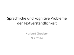 Sprachliche und kognitive Probleme der Textverständlichkeit