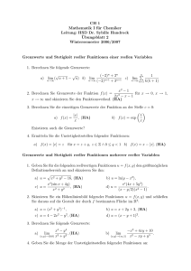 CH 1 Mathematik I für Chemiker Leitung: HSD Dr