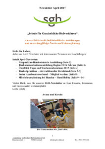 Newsletter April 2017 - SGH - Schule für Ganzheitliche Heilverfahren