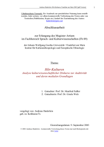 Hör-Kulturen - Publication Server of Goethe University Frankfurt am