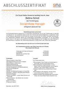 Zertifikat Social Media Manager